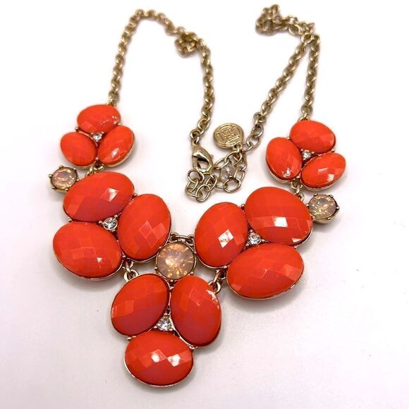 Bauble Box gold toned and coral colored statement necklace - Picture 2 of 2